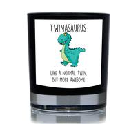 Twinasaurus, Like A Normal Twin But More Awesome, Dinosaur Funny 20cl Candle 60 SECOND MAKEOVER Black One Size