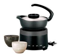 TWINBIRD Sake Warmer, Black TW-D418B & White/Black Ochoko Set | Japanese Sake, Hot Sake, Compatible up to About 300 ml, Heat Retention, Electric, Temperature Control, Tabletop