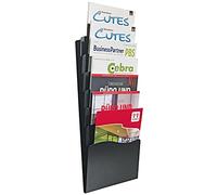 Twinco A4 Metal Wall Literature Display with 7 Compartments, Black