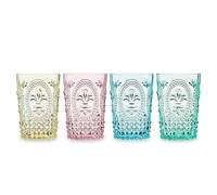 Twine Embossed Acrylic Colorful Drinking Glasses, Durable Shatterproof Tumblers for Cocktails, Wine, Juice, Water, Perfect for Outdoor Parties, BBQs, Poolside & Patio, 10.5 oz, Set of 4, Assorted