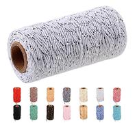 Twine String,328 Feet Bakers Twine White Silver Rope Craft Making Knitting Macrame Rope DIY Wedding Decor Supply Christmas Wrapping Butchers String Rope(Silver and White)