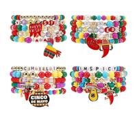 Twinfree Cinco De Mayo Bracelets Stackable Mexican Fiesta Bracelets Colorful Stretch Bracelets for Women, One Size, Beads, no gemstone