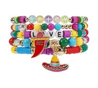 Twinfree Cinco De Mayo Bracelets Stackable Mexican Fiesta Bracelets Colorful Stretch Bracelets for Women, One Size, Beads, no gemstone