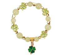 Twinfree St. Patrick's Day Lucky Kiss Me Bracelet Irish Shamrock Beaded Bracelets for Women & Friends, One Size, Beads, no gemstone