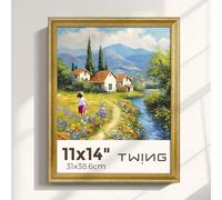 TWING 11x14 Picture Frame,Display Pictures 8x10 with Mat or 11x14 Without Mat,Ornate Picture Frames for Wall Mounting or Table Display,Rustic Gold,1 Pack