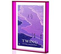 TWING 5x7 Acrylic Picture Frames, 5x7 Pink Acrylic Frame, Wall & Tabletop Display Frames, Self Standing Magnetic Picture Frame, Modern Floating Style for Home Office Decoration