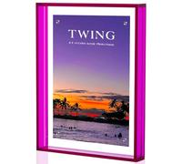 TWING 8x10 Acrylic Picture Frames, 8x10 Pink Acrylic Frame, Wall & Tabletop Display Frames, Self Standing Magnetic Picture Frame, Modern Floating Style for Home Office Decoration