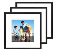 TWING 8x8 Picture Frames Matted to 6x6 with Mat, Square Black Photo Frame | Tabletop or Wall Mounting, Family Collage Picture Frames, DIY Home Decor, Ideal Gift for Mother's Day/Birthday Day (3 Pack)