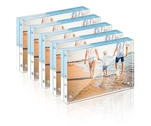 TWING Acrylic Picture Frame 8x10, 5 Pack Premium 8x10 Magnetic Picture Frame 20% Thicker Clear Picture Frame, 8 by 10 Picture Frames Magnetic Photo Frame Self Standing Double Sided Frame Gift Ideal