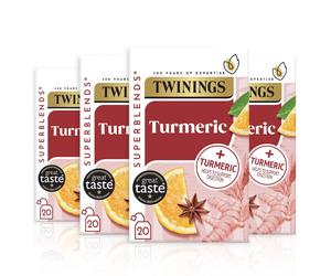 Twining Superblends Turmeric Tea - Orange & Star Anise Herbal Tea Infusion, Digestion Support After Meals, 80 x Biodegradable Tea Bags