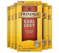Twinings Black Tea, Earl Grey, 25 Count Bagged Tea (6 Pack) by Twinings | Classic Tradition, Black Tea with Citrus, Naturally Caffeinated, 150 Foil Lined Individually Wrapped Bags, Enjoy Hot or Iced