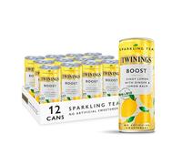 Twinings Boost - Lemon and Ginger Flavoured Sparkling Tea-Refreshing Fruity Beverage(12X250ml Cans)-No Added Sugar, Low in Caffeine/Calorie, Healthy