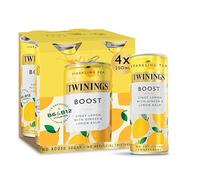Twinings Boost - Lemon and Ginger Flavoured Sparkling Tea-Refreshing Fruity Beverage(4X250ml Cans)-No Added Sugar, Low in Caffeine/Calorie, Healthy Alternative,Antioxidant Rich,Vegan,Gluten Free