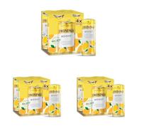 Twinings Boost - Lemon & Ginger Flavoured Sparkling Tea (4 x 250ml cans) - Non-Alcoholic, Low Calorie Soft Drink, No Added Sugar, No Artificial Sweeteners, Low Caffeine, Green Tea Infusion (Pack of 3)