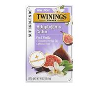 Twinings, Calm, Adaptogens, Fig & Vanilla Flavored Herbal Tea, Caffeine Free, 18 Tea Bags, 1.27 oz (36 g)
