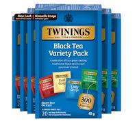 Twinings, Classics, Black Tea Variety Pack, 20 Tea Bags, 1.41 oz (40 g) | Individually wrapped caffeinated teas including Earl Grey, Lady Grey, Irish Breakfast and English Breakfast.