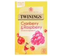 Twinings Cranberry & Raspberry 20 Single Tea Bags 40g ( Pack of 4 )