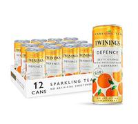 Twinings Defence-Orange and Passionfruit Flavoured Sparkling Tea-Refreshing Fruity Beverage(12X250ml Cans)-No Added Sugar,Low in Caffeine/Calorie,Healthy Alternative,Antioxidant Rich,Vegan,Gluten Free