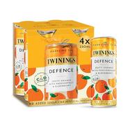 Twinings Defence -Orange and Passionfruit Flavoured Sparkling Tea-Refreshing Fruity Beverage(4X250ml Cans)-No Added Sugar,Low in Caffeine/Calorie,Healthy Alternative,Antioxidant Rich,Vegan,Gluten Free