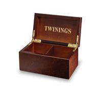 Twinings Deluxe Wooden Tea Box - Empty Tea Box - 2 Compartments - Twinings Tea Gift Box - Holds Up To 24 Tea Bags