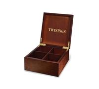 Twinings Deluxe Wooden Tea Box - Empty Tea Box - 4 Compartments - Twinings Tea Gift Box - Holds Up To 48 Tea Bags