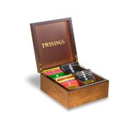 Twinings Deluxe Wooden Tea Box Tea Filled Dark Wood Box 4 Compartments Tea Gift Box Holds Up to 48 Tea Bags
