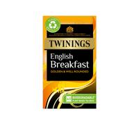 Twinings English Breakfast Black Tea Golden, Well Rounded & Full Bodied, 40 Biodegradable Tea Bags