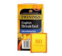 Twinings English Breakfast Decaffeinated Tea Bags, 4 Boxes of 20 Individually Wrapped Enveloped Tea Bags, Black, 80 count