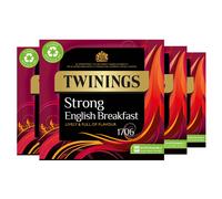 Twinings English Strong Breakfast Tea | Bold, Lively & Full of Flavour Black Tea | Multipack Bulk Buy, 320 (4 x 80) Biodegradable Tea Bags