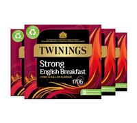 Twinings English Strong Breakfast Tea | Bold, Lively & Full of Flavour Black Tea | Multipack Bulk Buy, 320 (4 x 80) Biodegradable Tea Bags