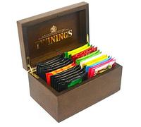Twinings Exclusive Luxury Dark And Gold Wooden Tea Chest 2 Compartment With 24 Twinings Black And Fruit And Herbal Tea Bags, Box, Caddy