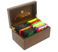 Twinings Exclusive Luxury Dark And Gold Wooden Tea Chest 2 Compartment With 24 Twinings Black And Fruit And Herbal Tea Bags, Box, Caddy