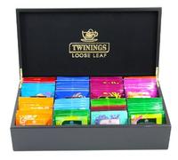 Twinings EXCLUSIVE LUXURY Large Silky Pyramid 8 Compartment with 80 Pyramid Loose Leaf Large Tea bags, Black and Gold Finish