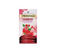 Twinings Cranberry & Raspberry Fruit Infusion Tea Bags, 12 boxes of 20 individually wrapped enveloped tea bags, 240 total.