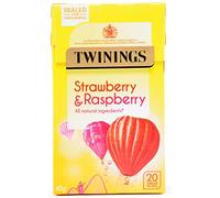 Twinings Strawberry & Raspberry Fruit Infusion Flavoured Tea - 20 Biodegradable Bags (Single pack) Caffeine & Sugar Free Herbal Vegan Tea with Natural Fruit Flavors Refreshing Berry Blend
