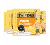 Twinings Lemon and Ginger Flavoured Tea -320 Biodegradable Bags (Multipack of 4 x 80), Caffeine-Free Herbal Tea with Zesty Lemon & Spicy Ginger