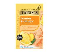 Twinings Lemon and Ginger Flavoured Tea - 80 Biodegradable Bags (Multipack of 4 x 20), Caffeine-Free Herbal Tea with Zesty Lemon & Spicy Ginger