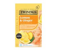 Twinings Lemon and Ginger Flavoured Tea - 80 Biodegradable Bags (Multipack of 4 x 20), Caffeine-Free Herbal Tea with Zesty Lemon & Spicy Ginger Flavor, Refreshing & Soothing Beverage