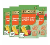 Twinings Mango and Lychee Green Tea, 80 Tea Bags (Multipack of 4 x 20 Tea Bags)