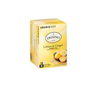 Twinings of London Lemon ginger Herbal Tea, K cup Tea for Keurig, Naturally caffeine Free Blend, ginger Root, Lemon grass, Linden, Lemon Peel, Black