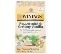 Twinings of London Tea Herbal Buttermint, Caffeine Free Peppermint Tea Blend with Natural Mint and Vanilla Flavor, 20 Individually Wrapped Tea Bags