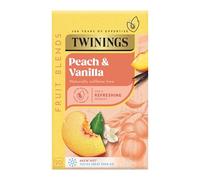 Twinings Peach & Vanilla Fruit Tea, 20 Tea Bags | Herbal Infusion, Stone Fruit Notes, Vanilla Notes, Dessert Blend, Naturally Caffeine Free, No Tea Leaf, Sugar Free