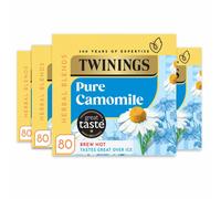 Twinings Pure Camomile Flavoured Tea - 320 BiodegradableTea Bags (Multipack of 4 x 80 Bags), Caffeine & Sugar Free Herbal Vegan Tea , Soothing &