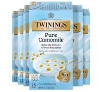 Twinings Pure Camomile Herbal Tea Individually Wrapped Bags, 25 Count Pack of 6, Caffeine Free