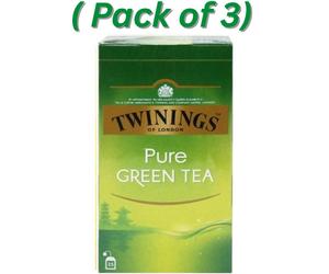 Twinings Pure Green Tea All Natural Tea bags 3 x Packs (75 Tea Bags Total)