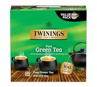 Twinings Pure Green Tea Individually Wrapped Bags, 100 Count (1 Piece), Smooth and Refreshing, Caffeinated, Enjoy Hot or Chilled