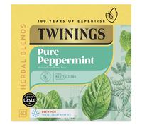 Twinings Pure Peppermint Flavoured Tea Bags - 80 Biodegradable Bags Caffeine & Sugar Free Herbal Tea for Digestion & Refreshment Natural Peppermint Flavor