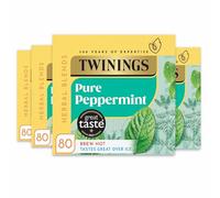 Twinings Pure Peppermint Flavoured Tea Bags - 320 Biodegradable Bags (Multipack of 4 x 80), Caffeine & Sugar Free Herbal Tea for Digestion & Refreshment, Natural Peppermint Flavor