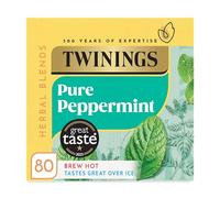 Twinings Pure Peppermint Flavoured Tea Bags - 80 Biodegradable Bags Caffeine & Sugar Free Herbal Tea for Digestion & Refreshment Natural Peppermint Flavor