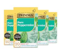 Twinings Pure Peppermint Flavoured Tea Bags - 80 Biodegradable Bags (Multipack of 4 x 20)) | Caffeine and Sugar Free Herbal Tea for Digestion and Refreshment | Natural Peppermint Flavor